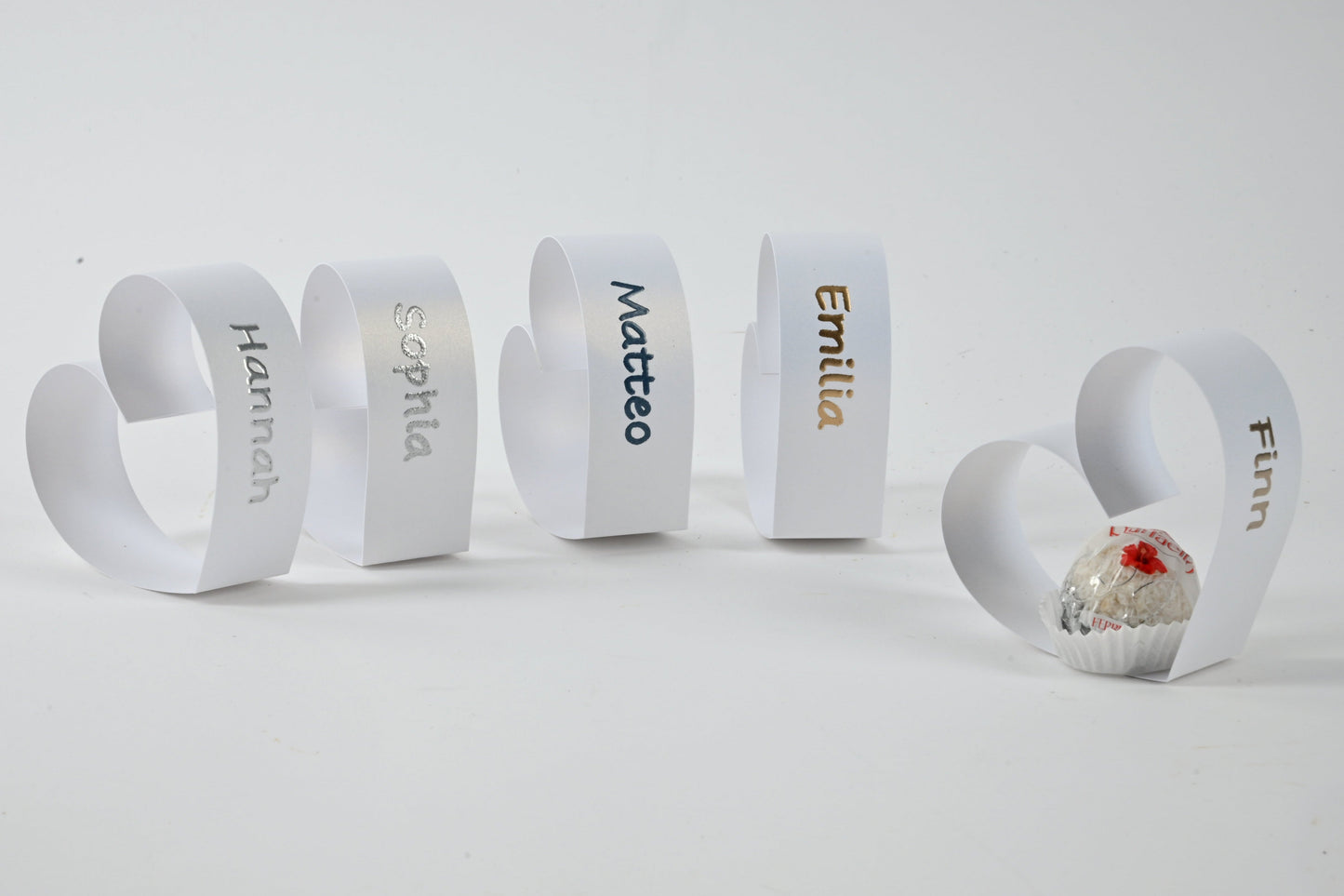 Herz Tischkarte - perlweiss