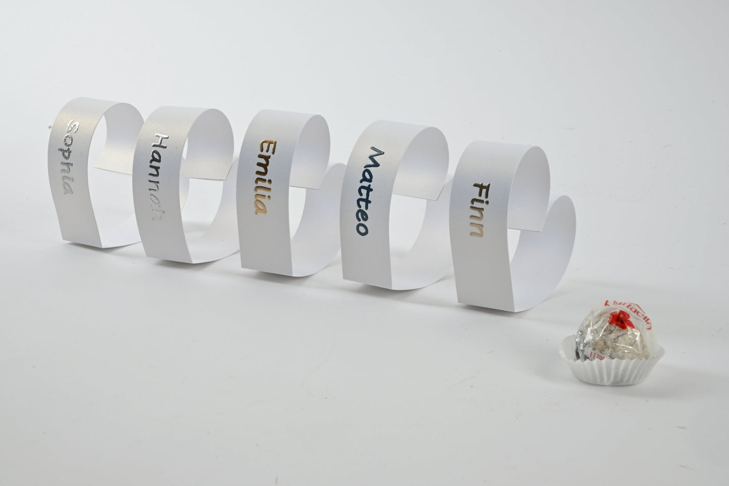 Herz Tischkarte - perlweiss