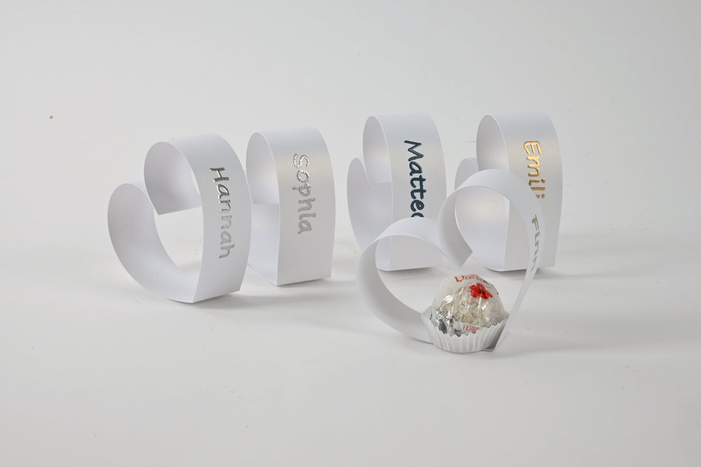 Herz Tischkarte - perlweiss