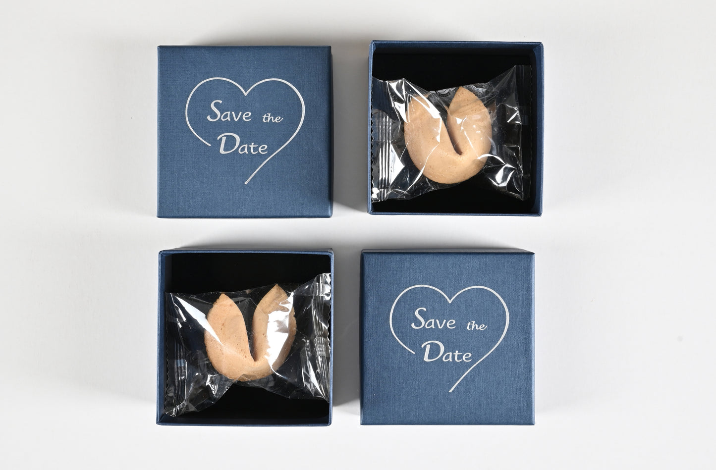 Edle Designer Box - Save the Date - mit Glückskeks (dunkelblau)